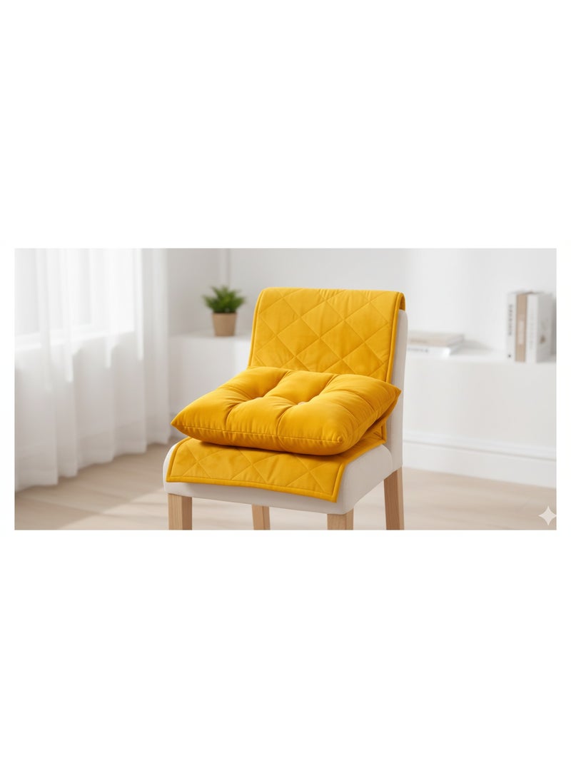 Luxury Velvet Chair Pad with Elegant Piping (45 x 45 cm) – Thick Padded Seat Cushion for Dining Chairs, Office, Home & Café – Soft & Comfortable Tufted Design - Image 1